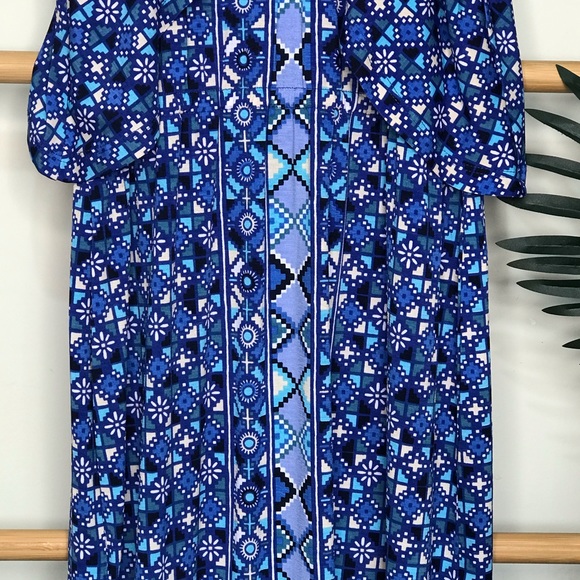 Tigerlily Blue Geometric Print Totem Midi Dress 8 - Picture 9 of 12